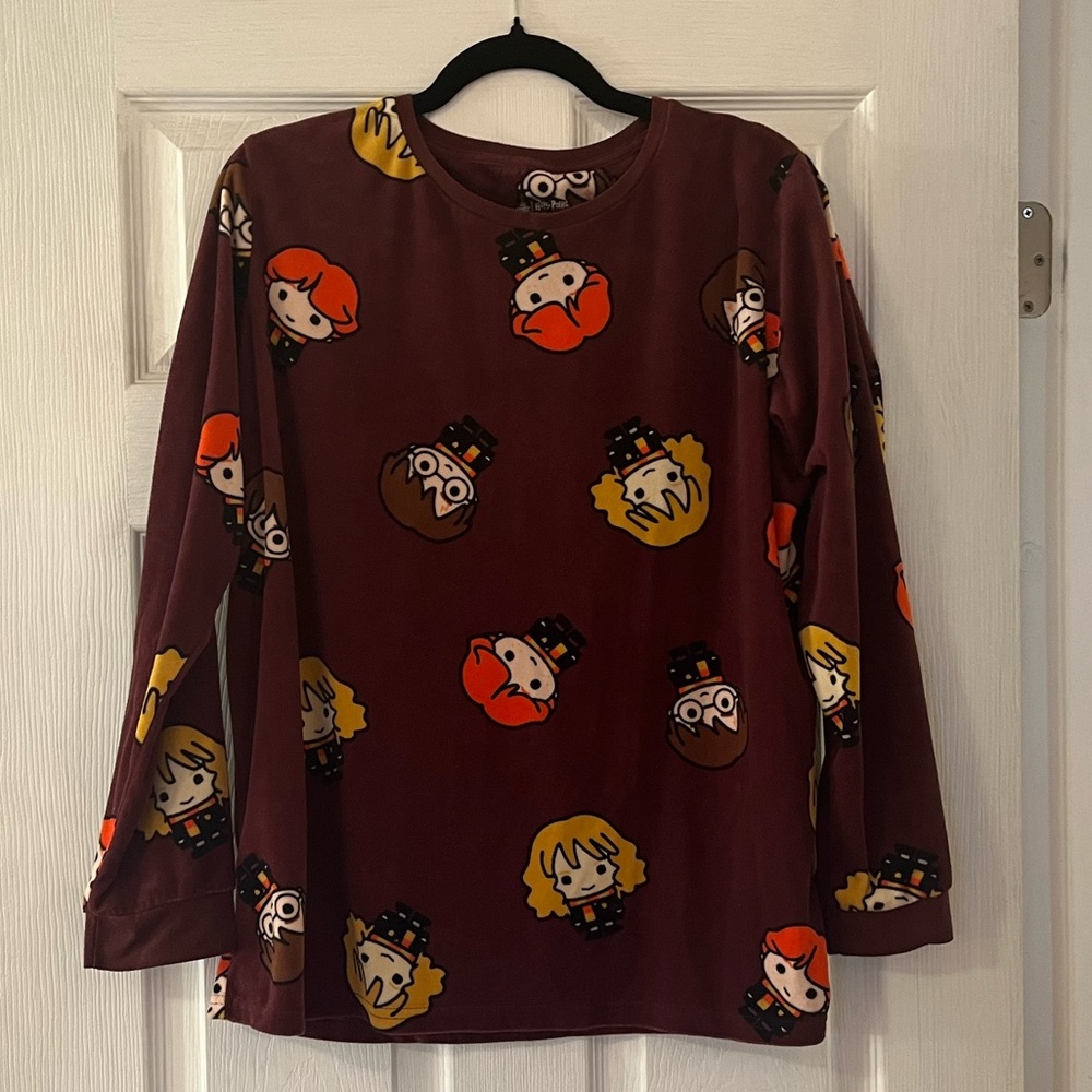 Harry Potter Burgundy Chibi Characters Fleece Top Cartoon
